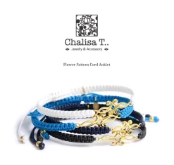 CHALISA T.. / Symmetrical Flower Pattern Notched Cord Anklet