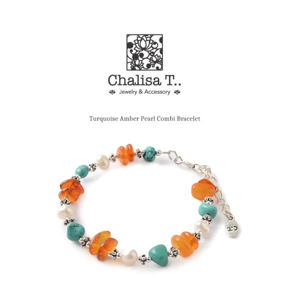 CHALISA T.. / Turquoise Amber Pearl Combi Bracelet