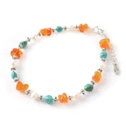CHALISA T.. / Turquoise Amber Pearl Combi Anklet