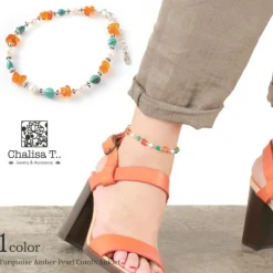 CHALISA T.. / Turquoise Amber Pearl Combi Anklet