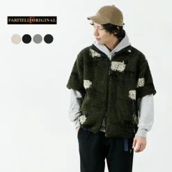 FARFIELD ORIGINAL / Jacquard Weave Boa Short Sleeve Fell Jacket