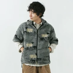 FARFIELD ORIGINAL / Jacquard Weave Boa Short Sleeve Fell Jacket