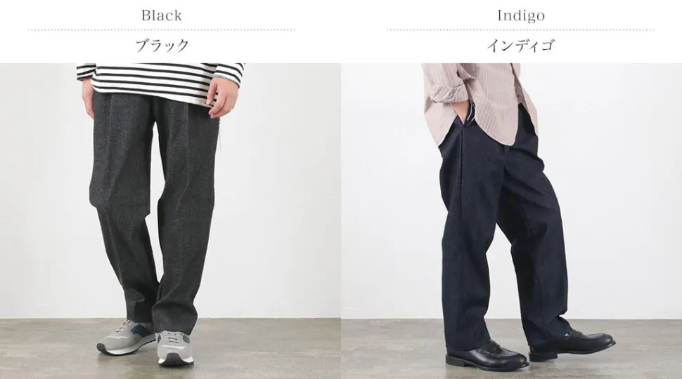 FLISTFIA / Denim Wide Tuck Trousers
