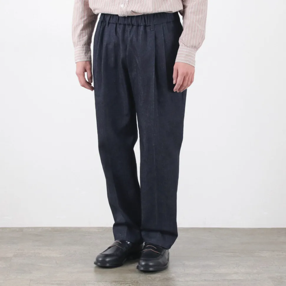 FLISTFIA / Denim Wide Tuck Trousers