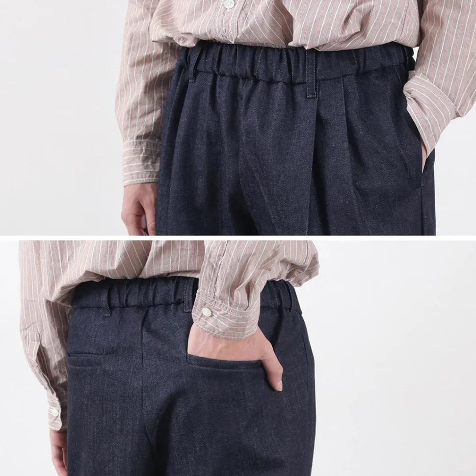 FLISTFIA / Denim Wide Tuck Trousers