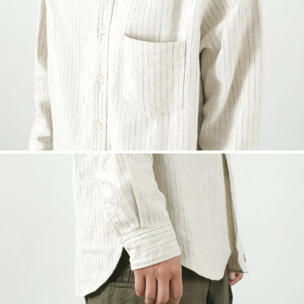 FOB FACTORY / F3485 C/W STRIPE BANDCOLLAR Shirt
