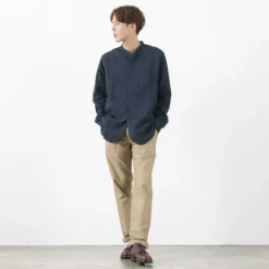 FOB FACTORY / F3485 C/W STRIPE BANDCOLLAR Shirt