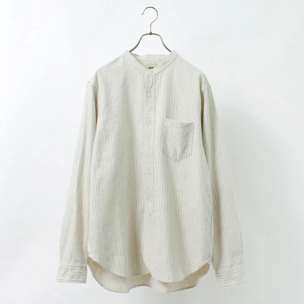 FOB FACTORY / F3485 C/W STRIPE BANDCOLLAR Shirt