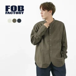 FOB FACTORY / F3485 C/W STRIPE BANDCOLLAR Shirt