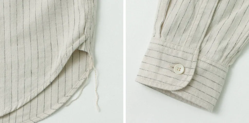 FOB FACTORY / F3485 C/W STRIPE BANDCOLLAR Shirt