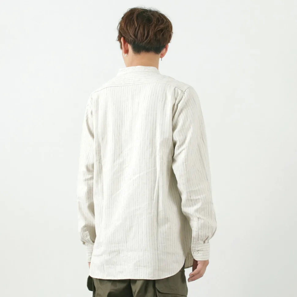 FOB FACTORY / F3485 C/W STRIPE BANDCOLLAR Shirt