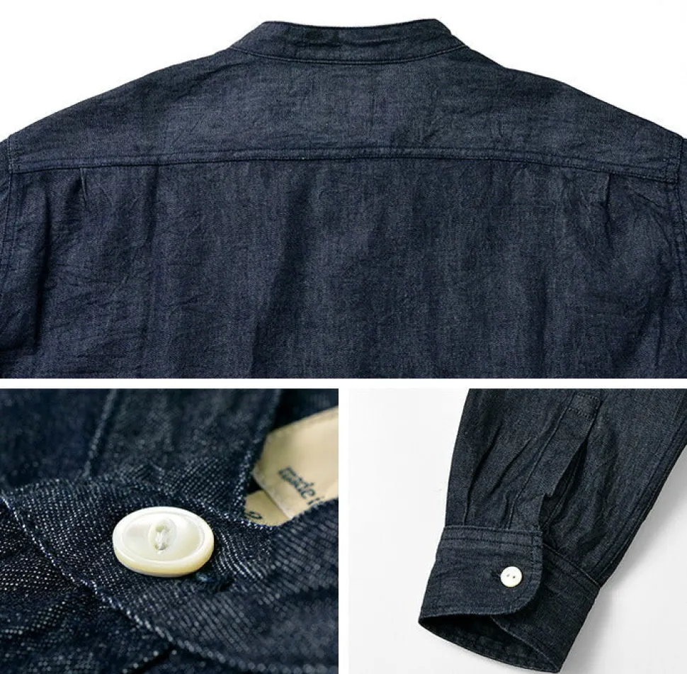 FOB FACTORY / F3470 denim band collar shirt