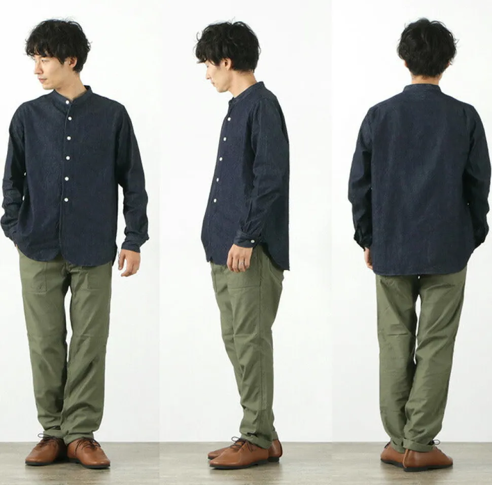 FOB FACTORY / F3470 denim band collar shirt