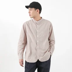 FOB FACTORY / F3488 striped band collar shirt