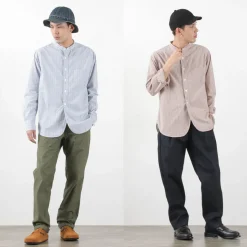 FOB FACTORY / F3488 striped band collar shirt