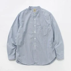 FOB FACTORY / F3488 striped band collar shirt