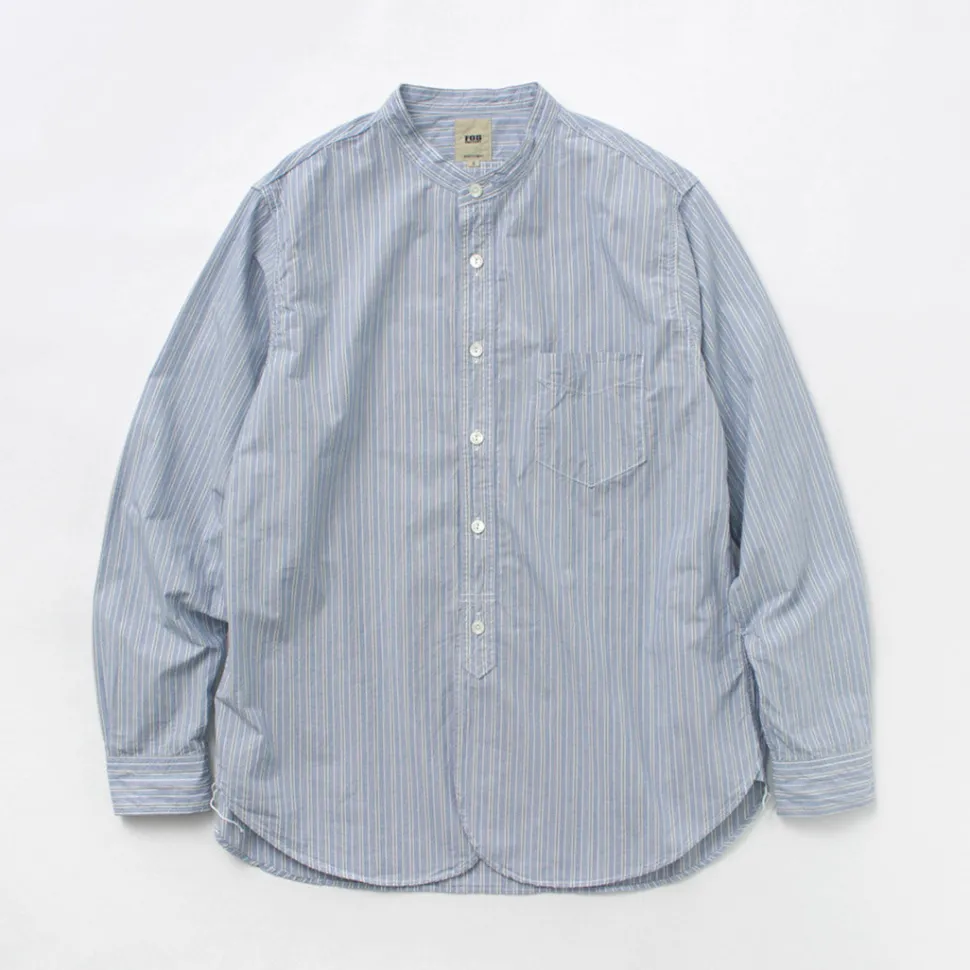 FOB FACTORY / F3488 striped band collar shirt