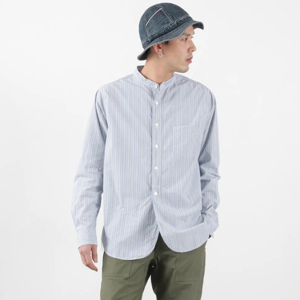 FOB FACTORY / F3488 striped band collar shirt