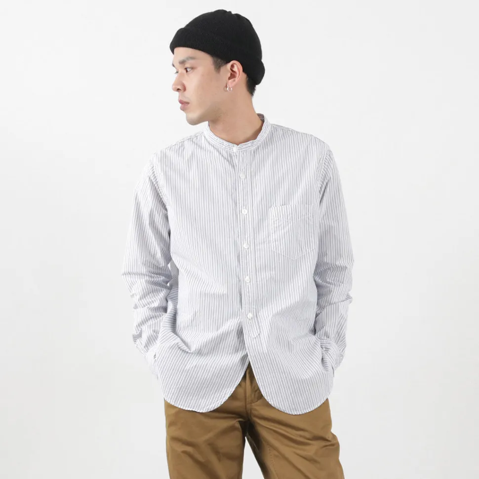 FOB FACTORY / F3488 striped band collar shirt
