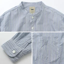 FOB FACTORY / F3488 striped band collar shirt