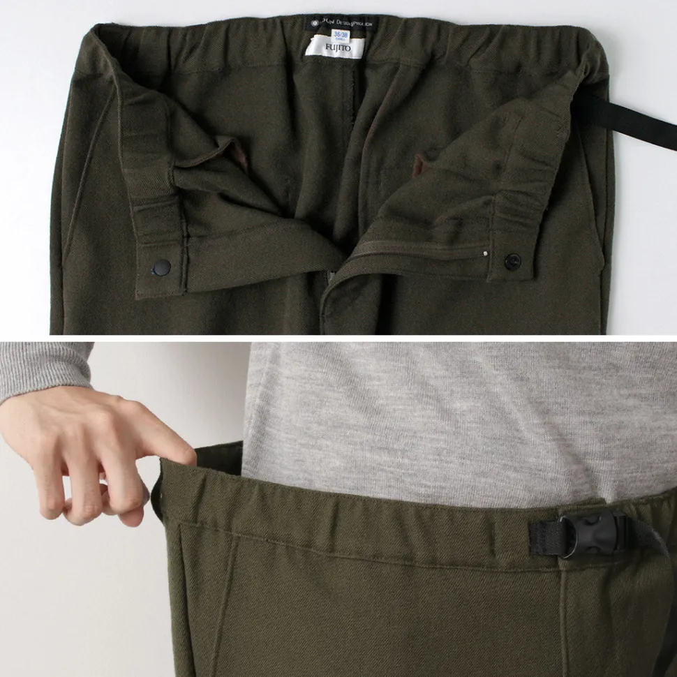 FUJITO / N.O.UN Beltless Pants Wool Serge