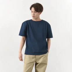 GLACON / Solid colour Boat neck Big shirt