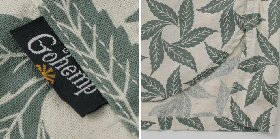 GOHEMP / Collarless Short Sleeve Shirt Tornado Print