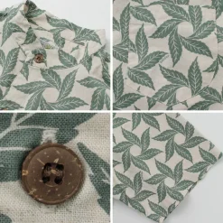 GOHEMP / Collarless Short Sleeve Shirt Tornado Print