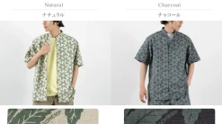 GOHEMP / Collarless Short Sleeve Shirt Tornado Print
