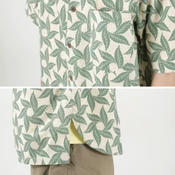 GOHEMP / Collarless Short Sleeve Shirt Tornado Print