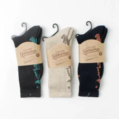 GOHEMP / Patterned Pile Crew Socks