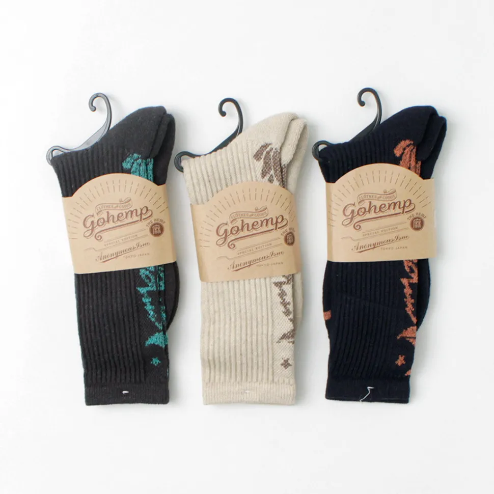 GOHEMP / Patterned Pile Crew Socks