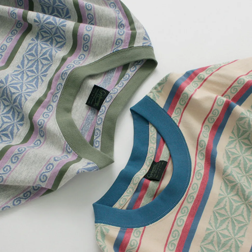 GOHEMP / Wide Slit T-Shirt Hemp Leaf Jacquard