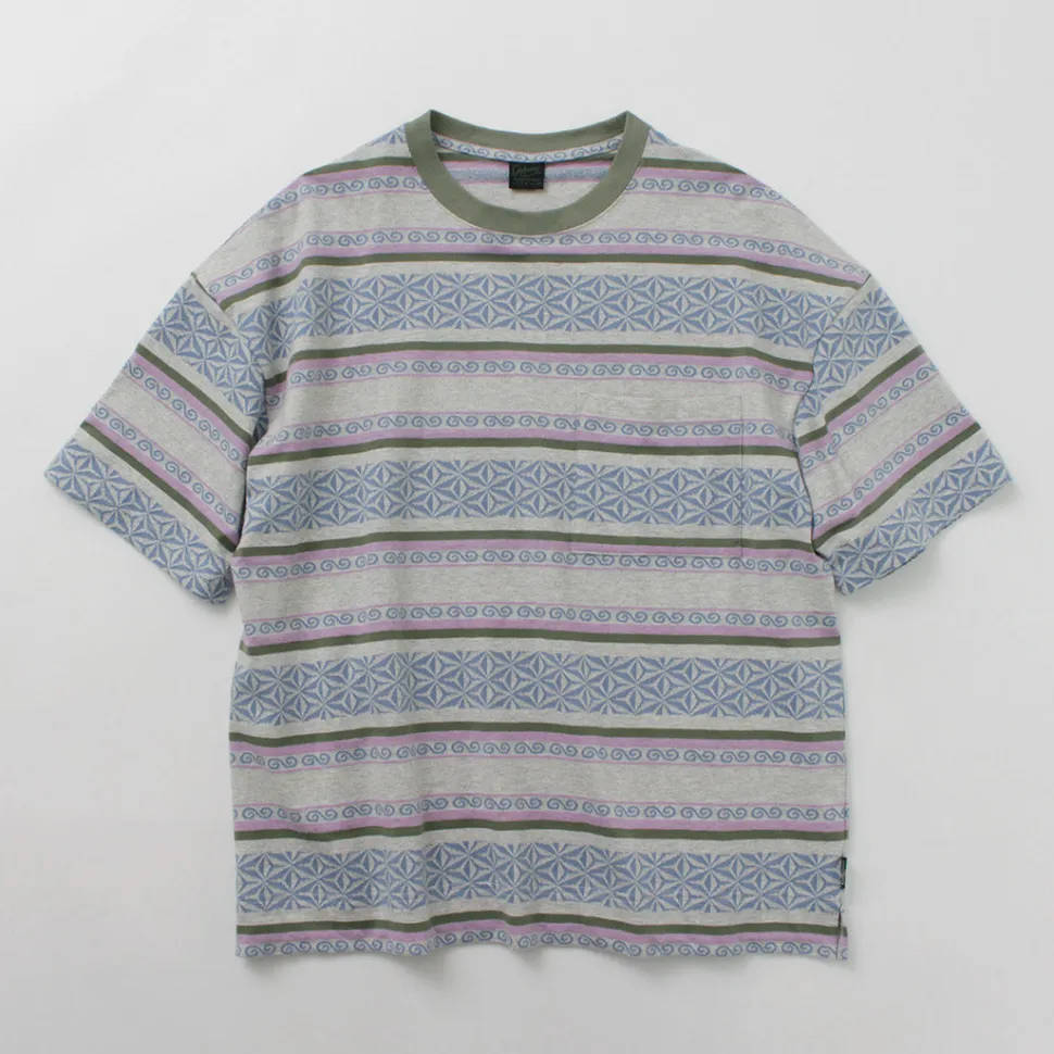 GOHEMP / Wide Slit T-Shirt Hemp Leaf Jacquard