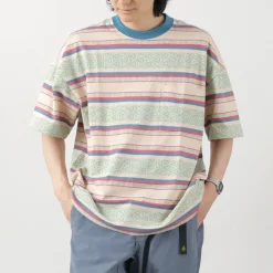 GOHEMP / Wide Slit T-Shirt Hemp Leaf Jacquard