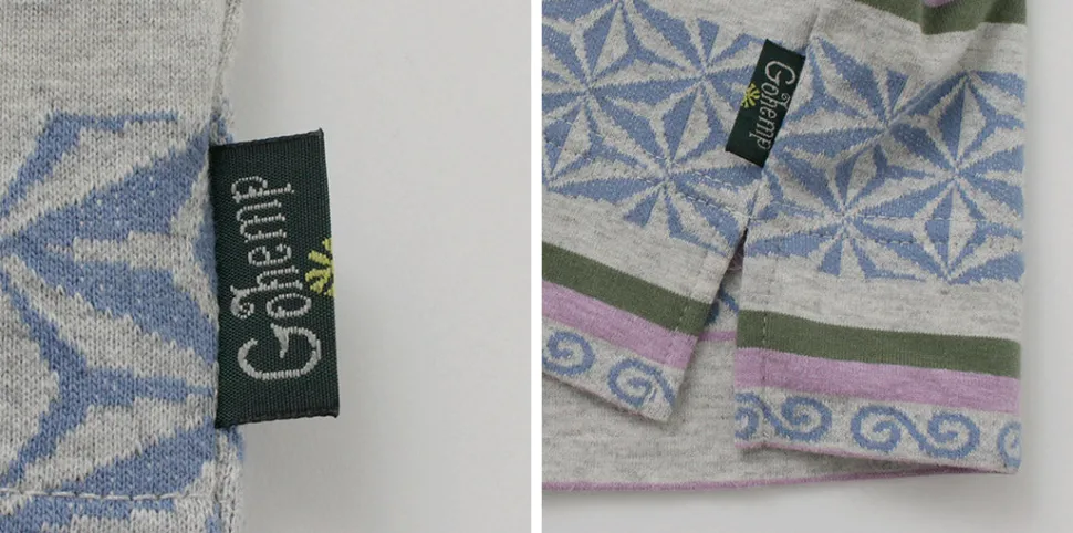 GOHEMP / Wide Slit T-Shirt Hemp Leaf Jacquard