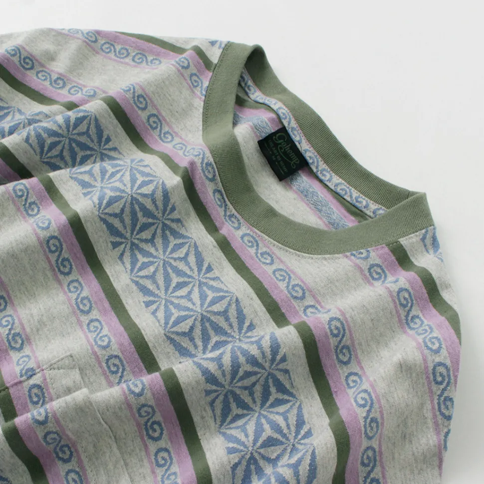 GOHEMP / Wide Slit T-Shirt Hemp Leaf Jacquard