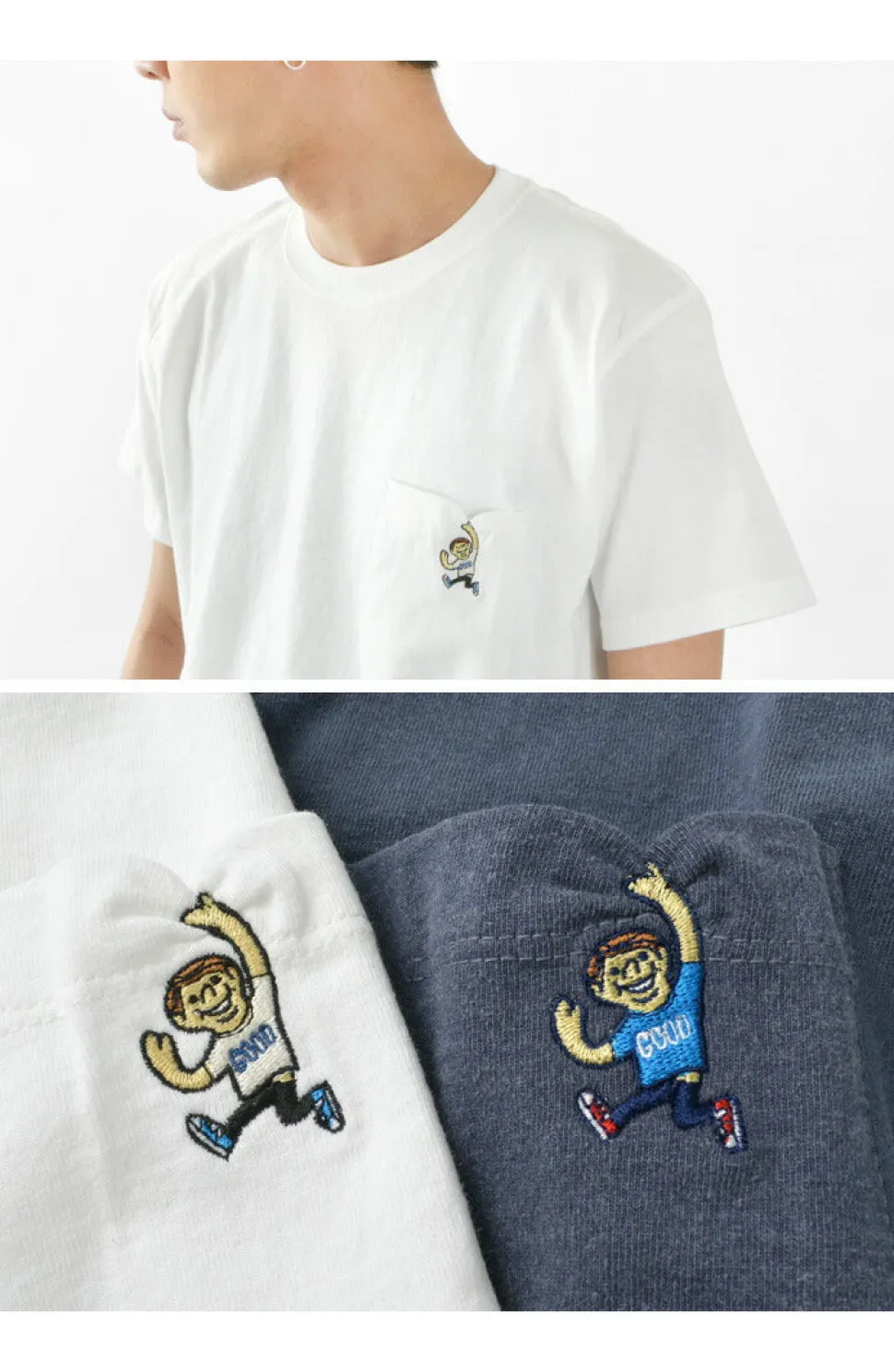 GOOD ON / GO BOY Hanging embroidery short sleeve pocket
