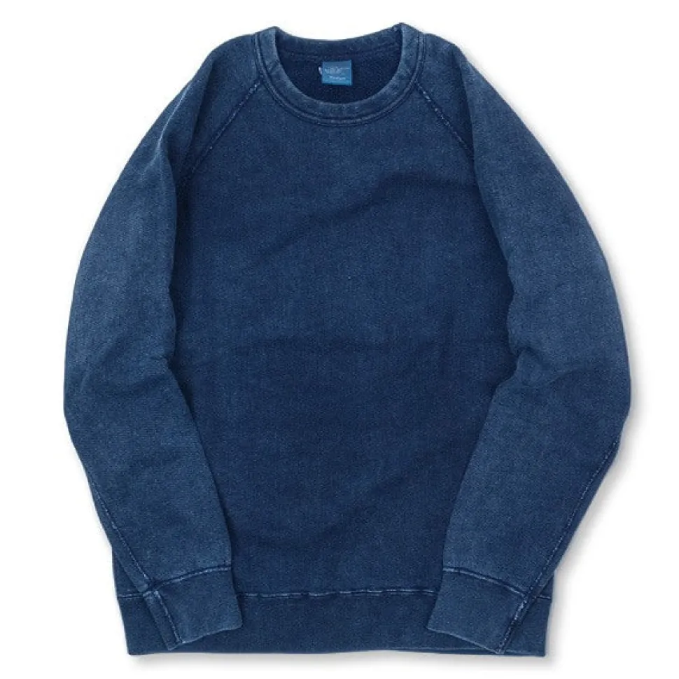 GOOD ON / GOBW101 IS Indigo Raglan Crew Sweatshirt