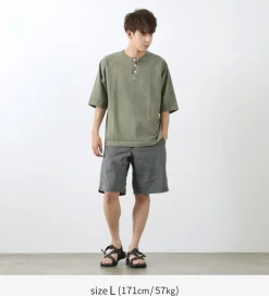 GOOD ON / Half Sleeve Heavy Retro Henry Neck T-Shirt