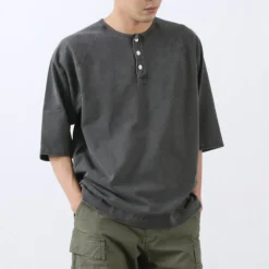 GOOD ON / Half Sleeve Heavy Retro Henry Neck T-Shirt
