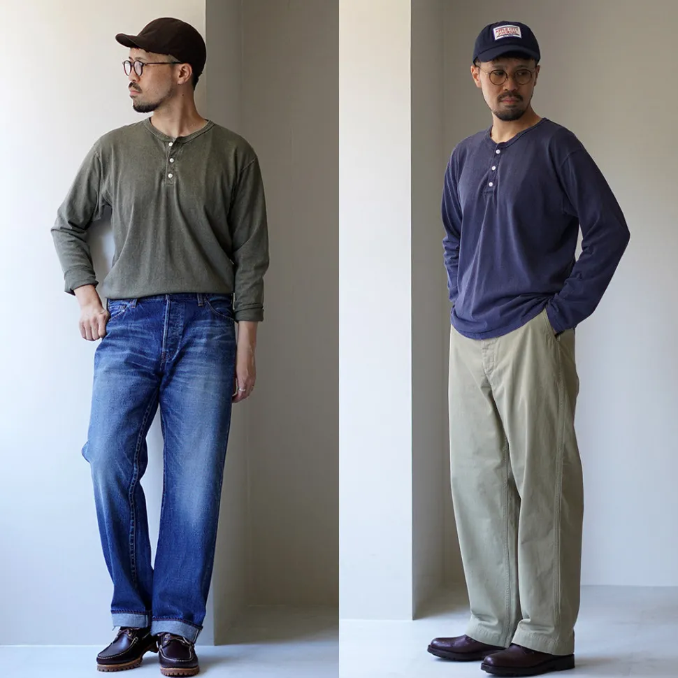 GOOD ON / Long Sleeve Henley Neck T-Shirt