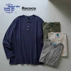 GOOD ON / Long Sleeve Henley Neck T-Shirt