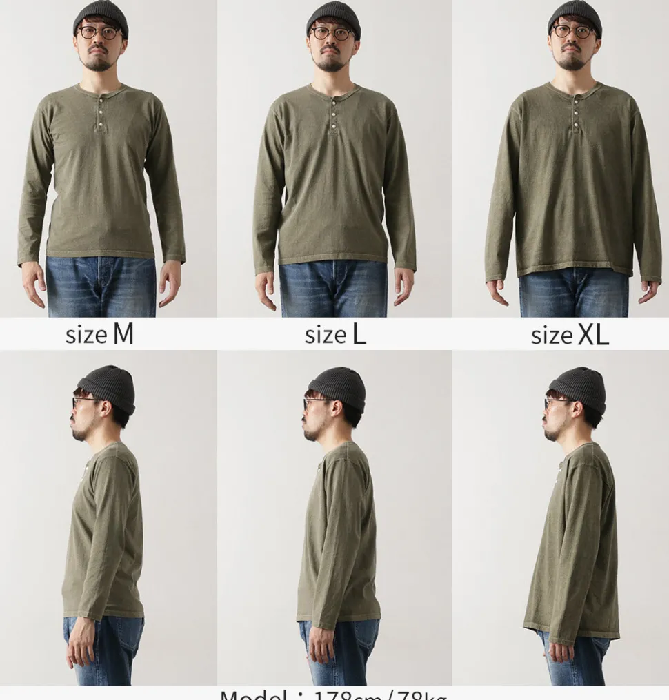 GOOD ON / Long Sleeve Henley Neck T-Shirt