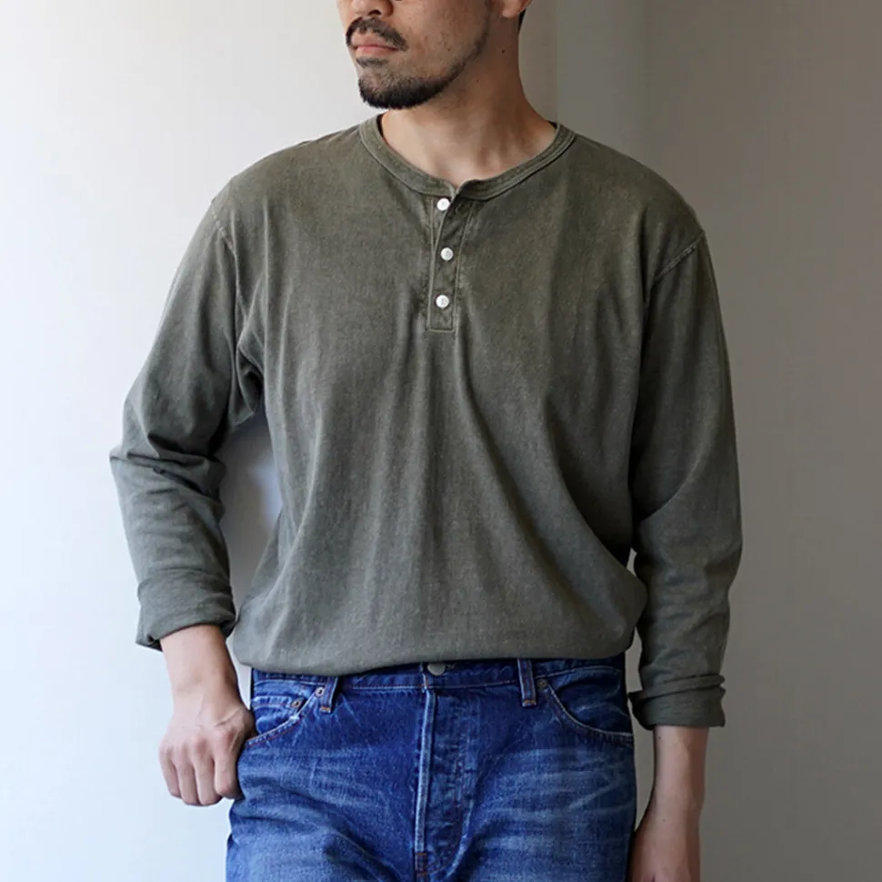 GOOD ON / Long Sleeve Henley Neck T-Shirt