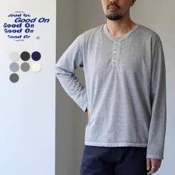GOOD ON / Long Sleeve Henley Neck T-Shirt