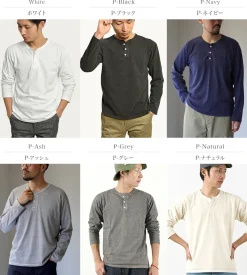 GOOD ON / Long Sleeve Henley Neck T-Shirt