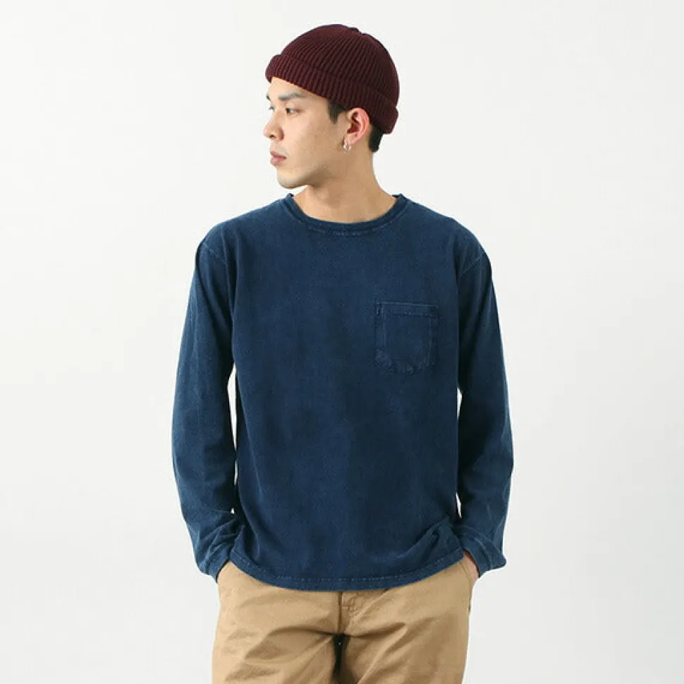 GOOD ON / Long Sleeve Pocket Crew Tee / Indigo Shave
