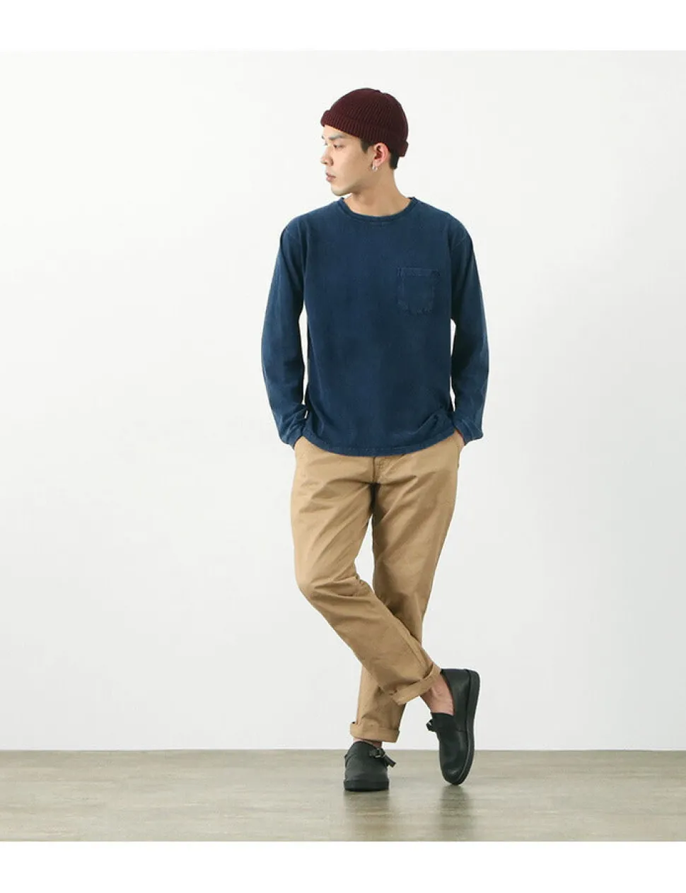 GOOD ON / Long Sleeve Pocket Crew Tee / Indigo Shave
