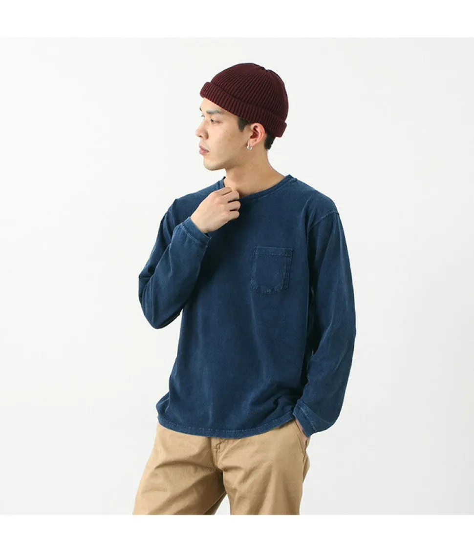 GOOD ON / Long Sleeve Pocket Crew Tee / Indigo Shave